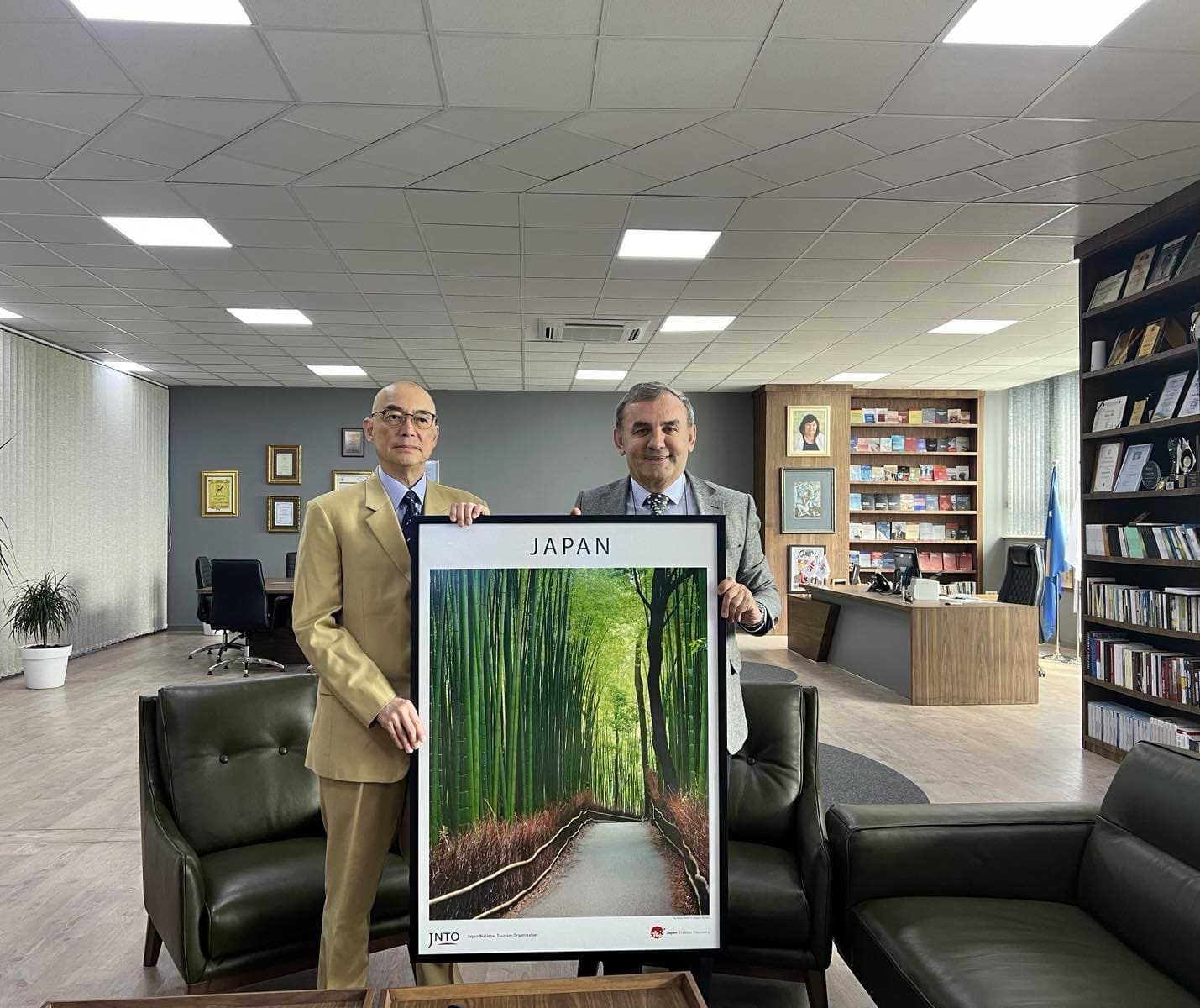 With His Excellency, the Ambassador of Japan to Kosovo, Mr. Keisuke Yamanaka, on the occasion of presenting this picture as a gift to Mr. Lulzim Tafa